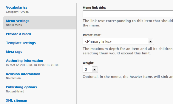 The Vertical Tabs module for Drupal